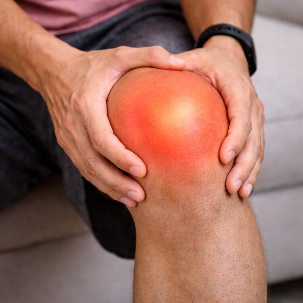 Knee pain close-up with inflammation